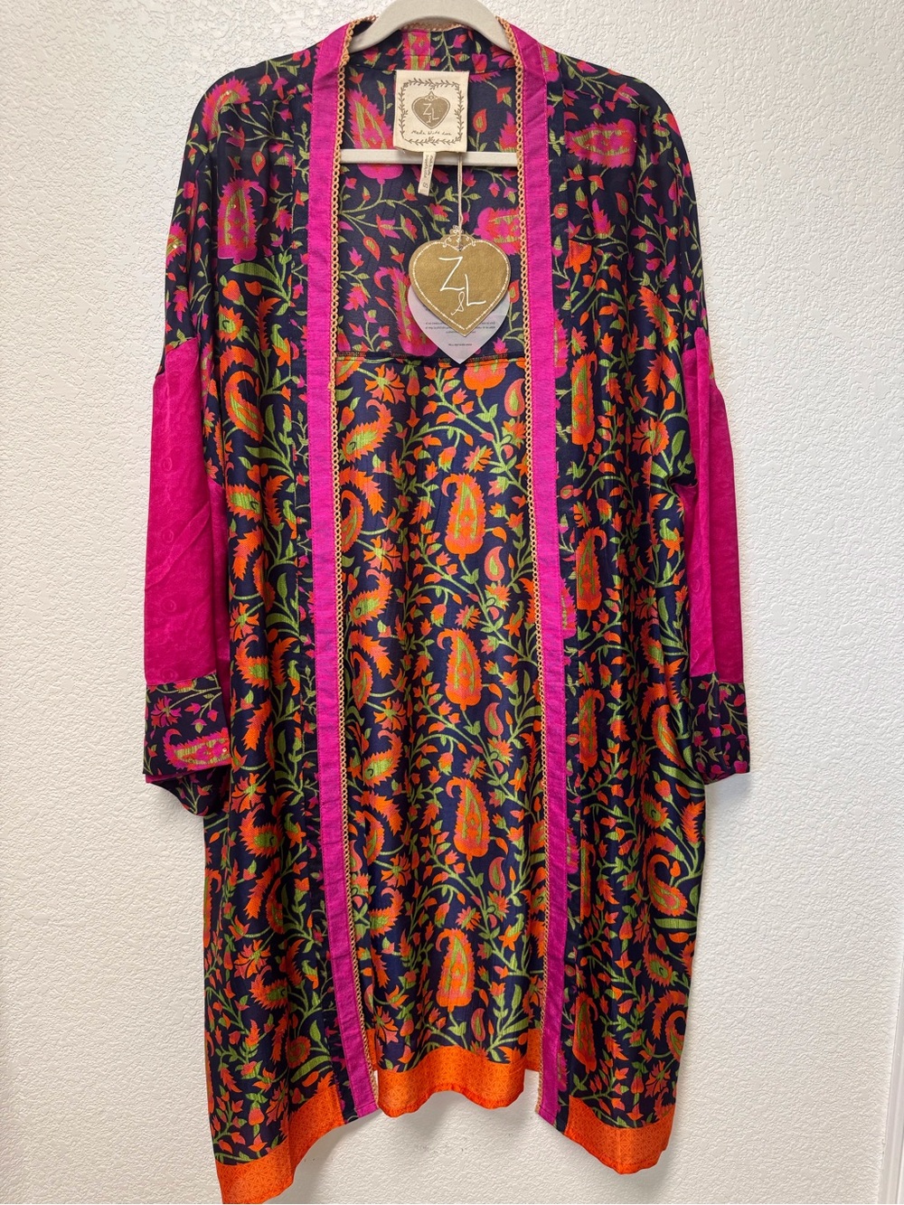 Z&L Oversized Silk Floral Kimono Robe Coverup